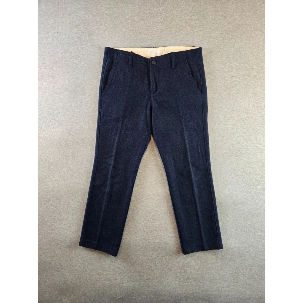 Thisisneverthat Pants Mens M‎ Navy Study Chevron Wool Trousers Crop 2014 F/W